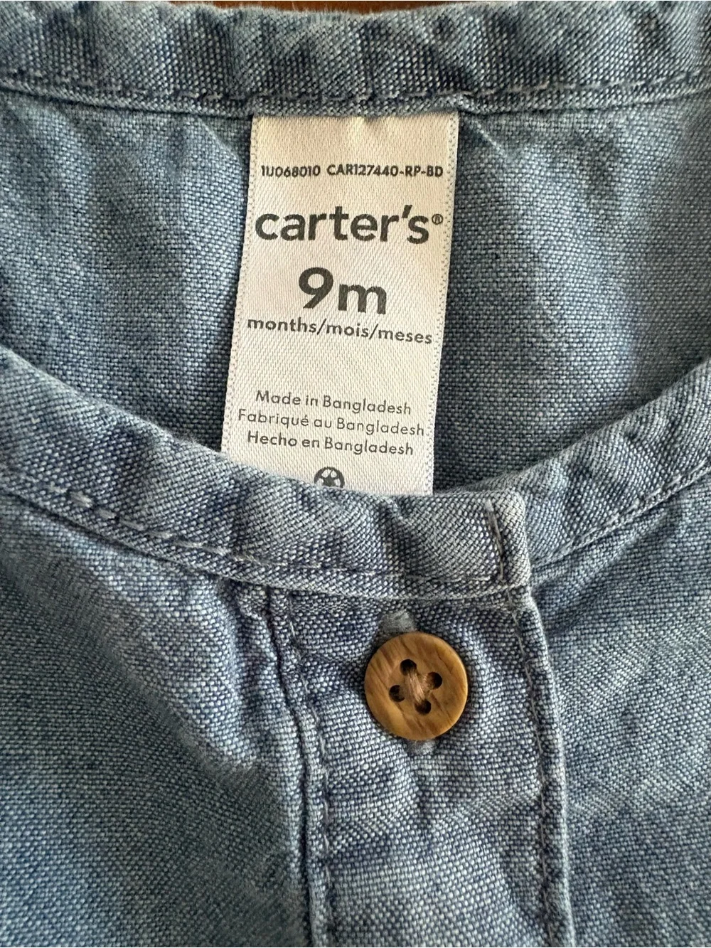 Carter’s Baby Girl Heart Chambray Denim Jumpsuit